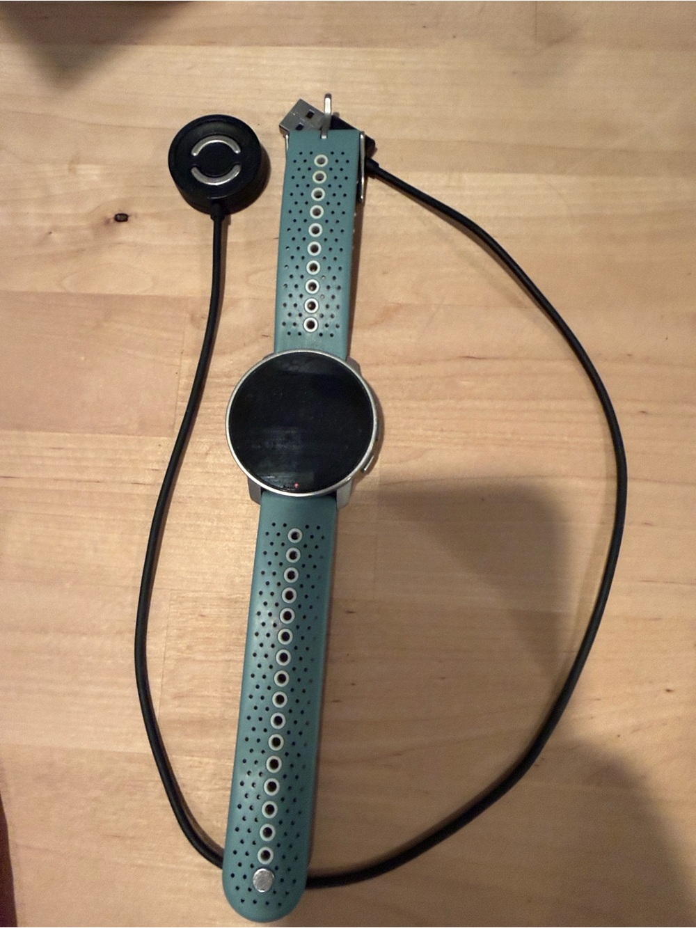 Suunto Round Smartwatch with Teal Perforated Silicone Band
